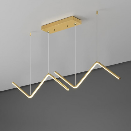 HMR - Minimalist Gold LED Island Light Fixture 2-Light Geometric Kitchen Pendant Light