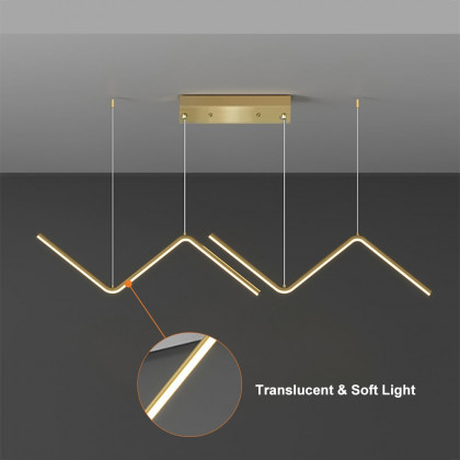 HMR - Minimalist Gold LED Island Light Fixture 2-Light Geometric Kitchen Pendant Light