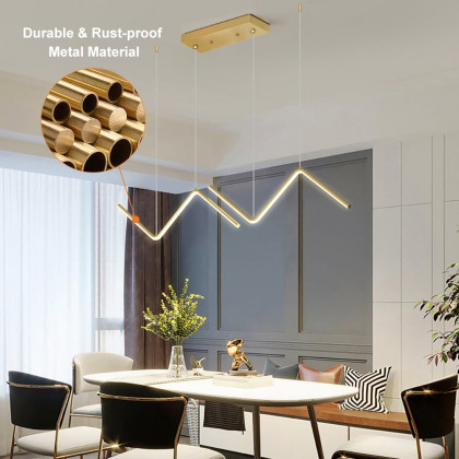 HMR - Minimalist Gold LED Island Light Fixture 2-Light Geometric Kitchen Pendant Light