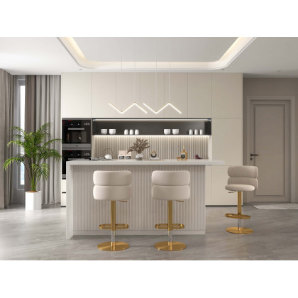 HMR - Minimalist Gold LED Island Light Fixture 2-Light Geometric Kitchen Pendant Light
