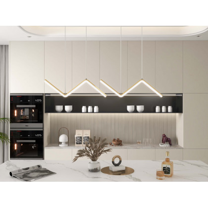 HMR - Minimalist Gold LED Island Light Fixture 2-Light Geometric Kitchen Pendant Light
