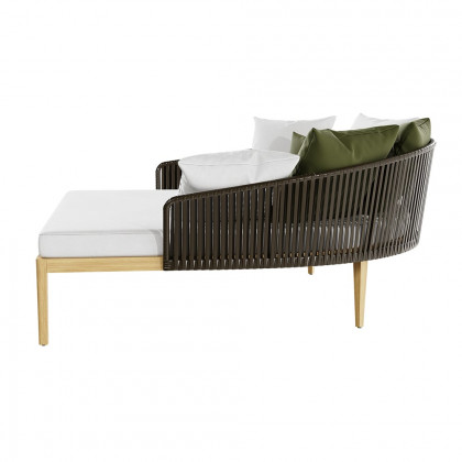 HMR - Modern Style Rattan & Metal Outdoor Patio Daybed with Cushion Pillow