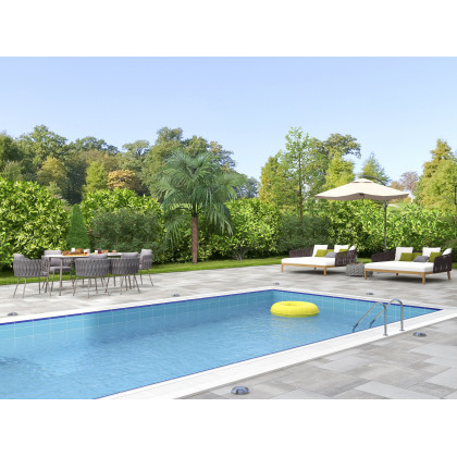 HMR - Modern Style Rattan & Metal Outdoor Patio Daybed with Cushion Pillow
