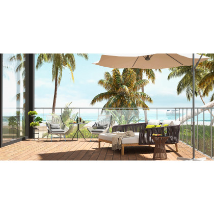 HMR - Modern Style Rattan & Metal Outdoor Patio Daybed with Cushion Pillow
