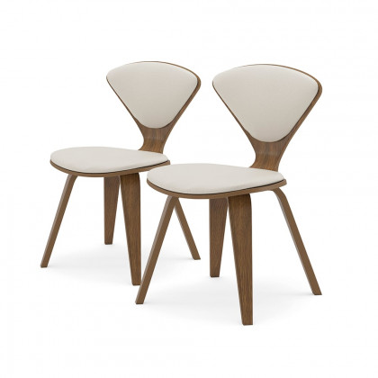HMR - MidCentury Modern Dining Chairs PU Leather Upholstery Walnut White
