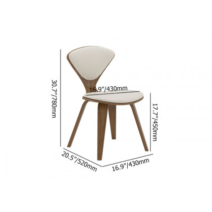HMR - MidCentury Modern Dining Chairs PU Leather Upholstery Walnut White