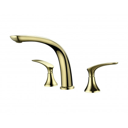 HMR Aerated Spout Widespread Bathroom Sink Faucet Solid Brass - Gold
