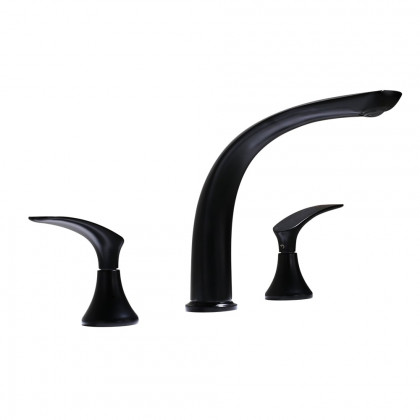 HMR Aerated Spout Widespread Bathroom Sink Faucet Solid Brass - Black