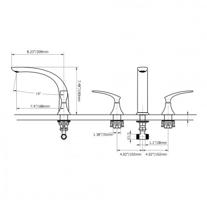 HMR - Aerated Spout Widespread Bathroom Sink Faucet Solid Brass