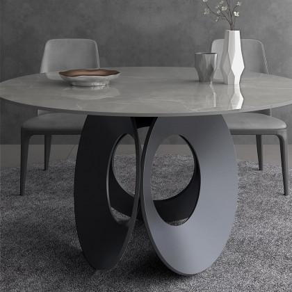 HMR - 51.2" Modern Style Round Sintered Stone Dining Table Seats 4-6 People
