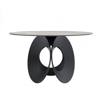 HMR - 51.2" Modern Style Round Sintered Stone Dining Table Seats 4-6 People