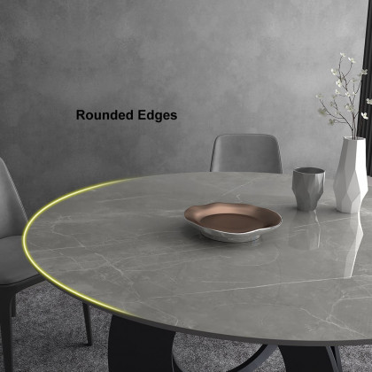 HMR - 51.2" Modern Style Round Sintered Stone Dining Table Seats 4-6 People