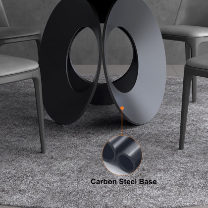 HMR - 51.2" Modern Style Round Sintered Stone Dining Table Seats 4-6 People