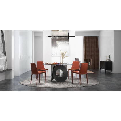 HMR - 51.2" Modern Style Round Sintered Stone Dining Table Seats 4-6 People