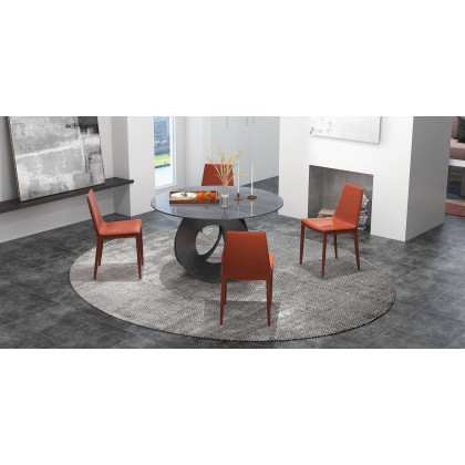 HMR - 51.2" Modern Style Round Sintered Stone Dining Table Seats 4-6 People