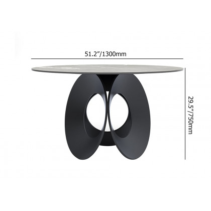 HMR - 51.2" Modern Style Round Sintered Stone Dining Table Seats 4-6 People