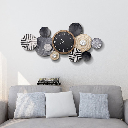 HMR - Modern Multi-Round Mute Wall Clock Metal Hanging Home Art