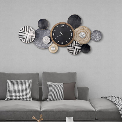 HMR - Modern Multi-Round Mute Wall Clock Metal Hanging Home Art
