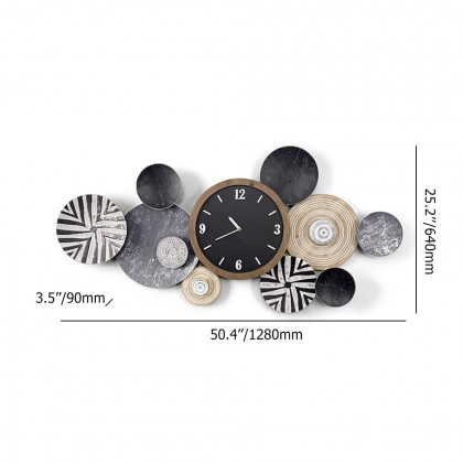 HMR - Modern Multi-Round Mute Wall Clock Metal Hanging Home Art