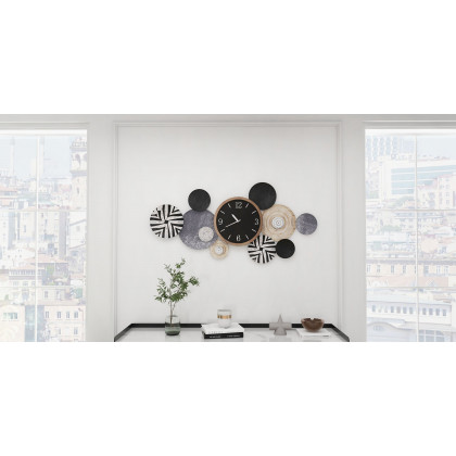 HMR - Modern Multi-Round Mute Wall Clock Metal Hanging Home Art