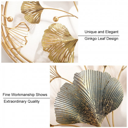 HMR - 3D Hollow-out Ginkgo Leaves Home Wall Art Decor in Gold and Gray