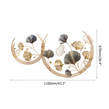 HMR - 3D Hollow-out Ginkgo Leaves Home Wall Art Decor in Gold and Gray