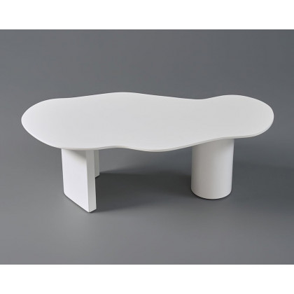HMR 47" Japandi Funky Wood Coffee Table Abstract Cloud Shaped - White