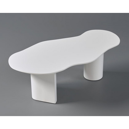 HMR 47" Japandi Funky Wood Coffee Table Abstract Cloud Shaped - White