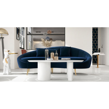 HMR 47" Japandi Funky Wood Coffee Table Abstract Cloud Shaped - White
