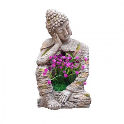 HMR - Outdoor Garden Sleeping Buddha Statue Sculpture Magnesium Oxide Flower Pot Planter Decor