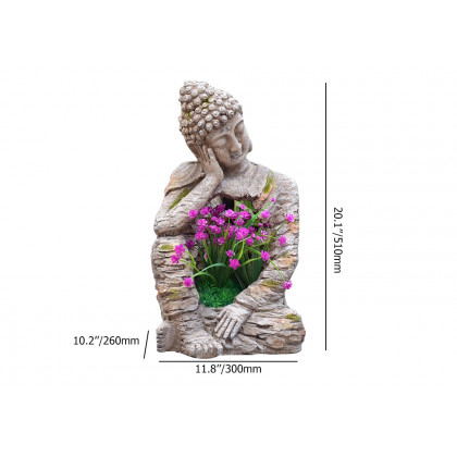 HMR - Outdoor Garden Sleeping Buddha Statue Sculpture Magnesium Oxide Flower Pot Planter Decor