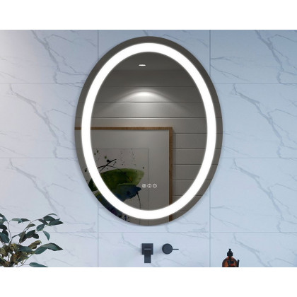 HMR - Frameless Oval LED Bathroom Vanity Mirror Anti-Fog Wall Mirror Front Light