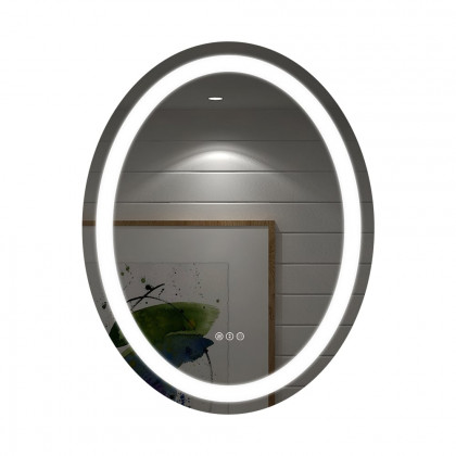 HMR - Frameless Oval LED Bathroom Vanity Mirror Anti-Fog Wall Mirror Front Light