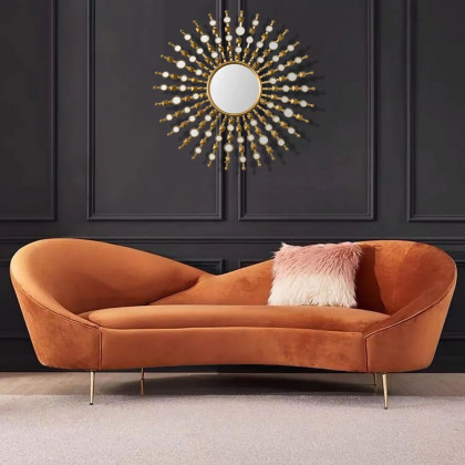 HMR - 27.6" Glam Metal Round Gold Wall Mirror Sun Shine Home Decor for Living Room
