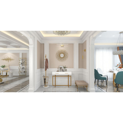 HMR - 27.6" Glam Metal Round Gold Wall Mirror Sun Shine Home Decor for Living Room