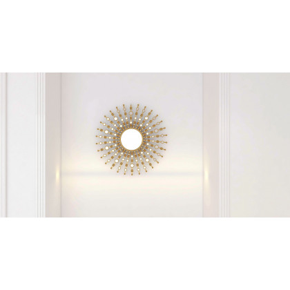 HMR - 27.6" Glam Metal Round Gold Wall Mirror Sun Shine Home Decor for Living Room