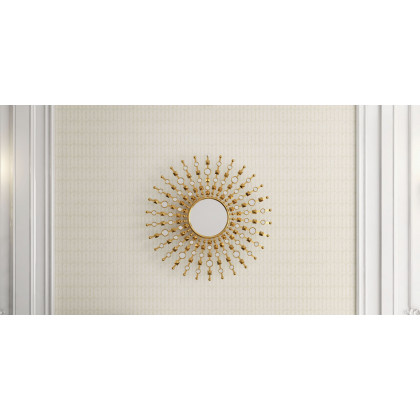 HMR - 27.6" Glam Metal Round Gold Wall Mirror Sun Shine Home Decor for Living Room
