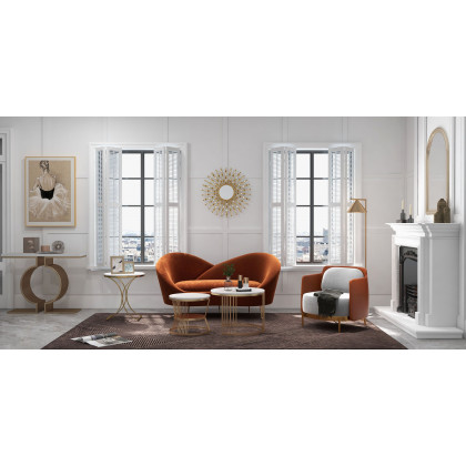 HMR - 27.6" Glam Metal Round Gold Wall Mirror Sun Shine Home Decor for Living Room