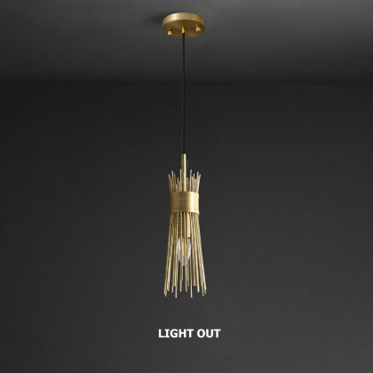 HMR - Jella Modern 1-Light Wheat-Straw Pendant Light with Adjustable Cable in Brass