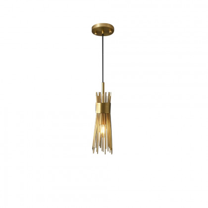 HMR - Jella Modern 1-Light Wheat-Straw Pendant Light with Adjustable Cable in Brass