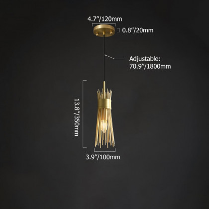 HMR - Jella Modern 1-Light Wheat-Straw Pendant Light with Adjustable Cable in Brass