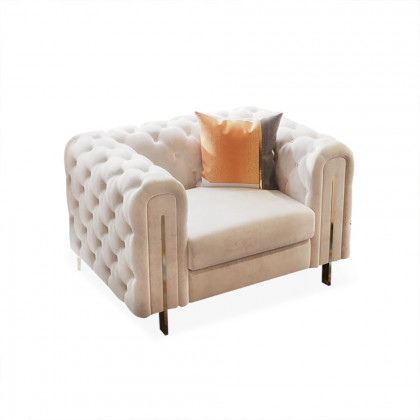 HMR - Taree Set of 2 86.6" Modern White Leath-aire Upholstered Sofa & Chair Living Room