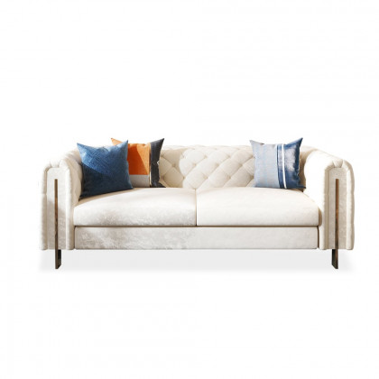 HMR - Taree Set of 2 86.6" Modern White Leath-aire Upholstered Sofa & Chair Living Room