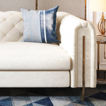 HMR - Taree Set of 2 86.6" Modern White Leath-aire Upholstered Sofa & Chair Living Room