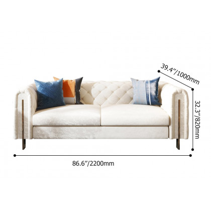 HMR - Taree Set of 2 86.6" Modern White Leath-aire Upholstered Sofa & Chair Living Room