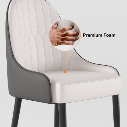 HMR Darg Series Modern PU Leather Upholstery Dining Chairs - White/Gray, Set of 2