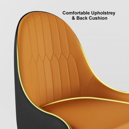 HMR Darg Series Modern PU Leather Upholstery Dining Chairs - Orange/Black, Set of 2