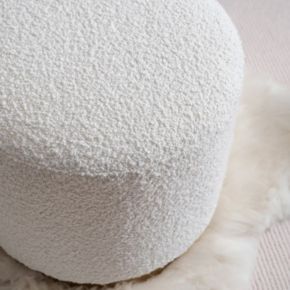 HMR - Modern White Round Lamb Wool Vanity Stool Makeup Stool