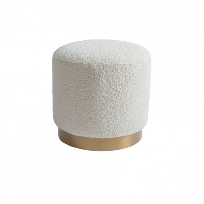 HMR - Modern White Round Lamb Wool Vanity Stool Makeup Stool