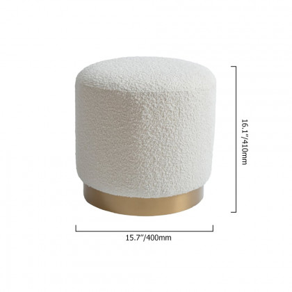 HMR - Modern White Round Lamb Wool Vanity Stool Makeup Stool